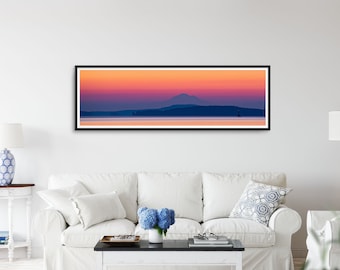 Panoramic wall art, Pacific Northwest art, Coastal wall art, Mountain Wall Art, peaceful wall art, Sunset photography