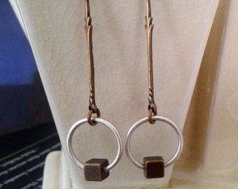 Loop and Cube Mixed Metals Earrings