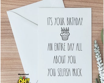 Funny Rude Birthday Card, Birthday Funny Card For Husband, For Boyfriend, Naughty Birthday Card, Card for Friend, Snarky Card For Coworker,