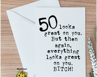 Funny Snarky 50th Birthday Card for Her