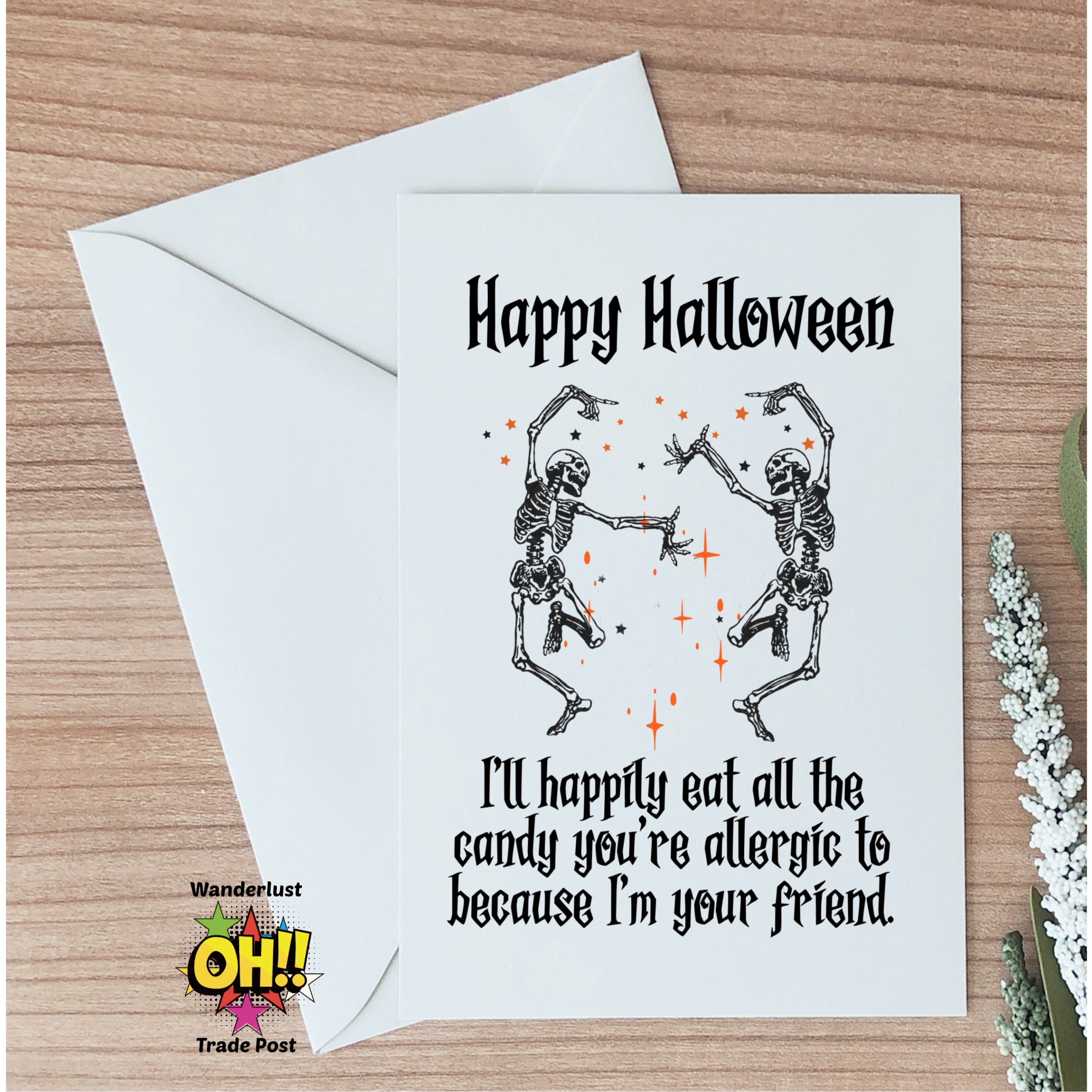 Halloween Card For Friend, Funny Skeleton Card, Halloween Gift Card, Fall Cards, Blank Gift Card For Family, Halloween Card for Family, BFF