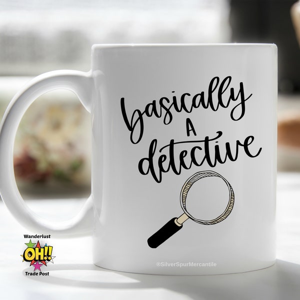 Funny Detective Mug, Horror Movie Watching Mug, Gift for Friend, Detective Story Mug, Gift for Policeman, Mug for Cop, Detective Gift