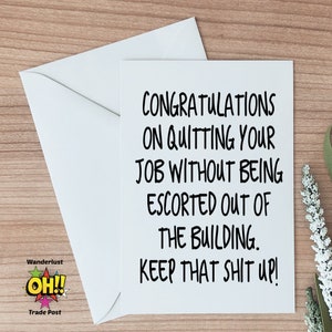 Congrats New Job Card, Funny New Job Gift, Quitting Job Card For Coworker, Going Away Gift, Card For Boss, Congratulations Blank Cards
