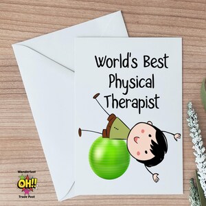 Physical Therapist Thank You Card, World&#39;s Best PT Card, Best PT Therapist Greeting Card, Coworker Card, PT Major Grad Card, Customized Card