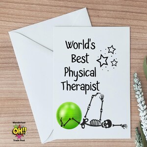 Physical Therapist Thank You Card, World&#39;s Best PT Card, Best PT Therapist Greeting Card, Coworker Card, PT Major Grad Card, Customized Card