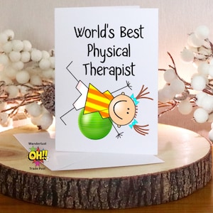 Gift Card For Physical Therapist, World&#39;s Best PT Card, Best PT Therapist Greeting Card, Coworker Card ,PT Major Grad Card, Customized Card