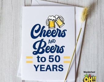 Funny 50th Birthday Beer Card for Him