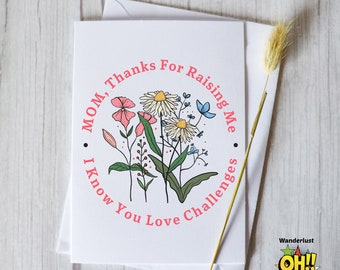 Funny Mother's Day Card, Thank You Mom Card, Card From Daughter or Son, Funny Birthday Card For Mom From Kids, Pink-02