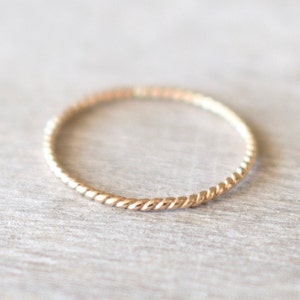 Super Thin Gold Twist Ring, Gold Filled Rope Ring, Dainty Gold Ring, Stackable Rings, Knuckle Ring, 14k Gold Rings for Women