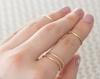 Super Thin Gold Midi Ring, Gold Knuckle Ring, Knuckle Rings, Midi Rings, Dainty Ring, Thin Stacking Rings, Gold Rings for Women