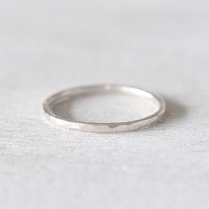 Thin Sterling Silver Hammered Ring, Dainty Sterling Silver Ring, Midi Ring, Simple Ring, Rings for Women