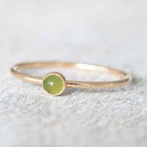 Super Thin Gold 3mm Jade Ring, Dainty Gold Filled Ring, 14k Gold Rings for Women, Gold Stacking Rings, Birthstone Ring