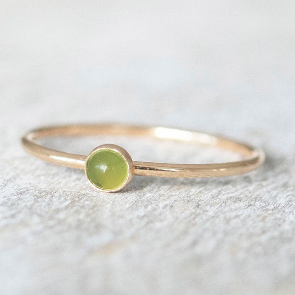 Super Thin Gold 3mm Jade Ring, Dainty Gold Filled Ring, 14k Gold Rings for Women, Gold Stacking Rings, Birthstone Ring