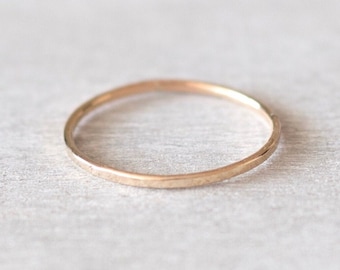 Super Thin Gold Hammered Ring, Gold Filled Ring, Dainty Ring, Delicate Ring, Stackable Ring, 14k Gold Rings for Women