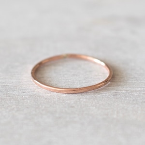 Super Thin Rose Gold Hammered Ring, Simple Rings for Women, Rose Gold Filled Ring, Dainty Rose Gold Ring, Knuckle Ring