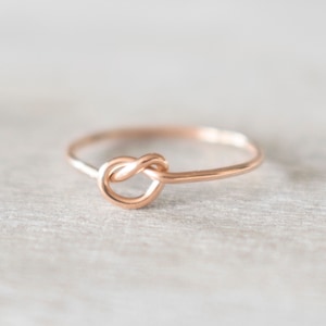 Super Thin Rose Gold Filled Knot Ring, Friendship Ring, Bridesmaid Rings, Love Knot Ring, Friendship Rings