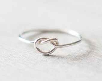 Super Thin Silver Knot Ring, Friendship Ring, Bridesmaid Rings, Best Friend Ring, Tie The Knot Ring