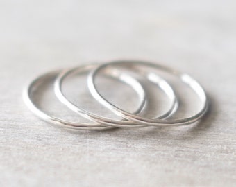 Super Thin Silver Ring Set of 3, Delicate Rings, Dainty Rings, Sterling Silver Rings for Women