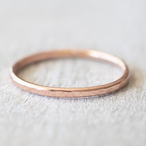 Thin Rose Gold Hammered Ring, Rose Gold Filled Ring, Dainty Ring, Delicate Ring, Midi Ring, 14k Rose Gold Rings for Women