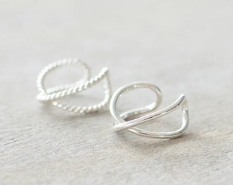 Sterling Silver X Ear Cuff, No Piercing Ear Wrap, Cuff Earrings, Cartilage Cuff, Dainty Jewelry