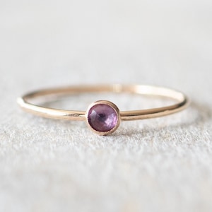 Super Thin Gold 3mm Amethyst Ring, Dainty Gold Filled Ring, 14k Gold Rings for Women, Gold Stacking Rings, February Birthstone Ring