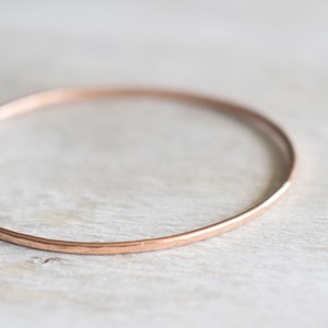 Rose Gold Filled Hammered Bangle, Rose Gold Bangle Bracelet, Rose Gold Stacking Bracelet, Thin Simple Rose Gold Bangle