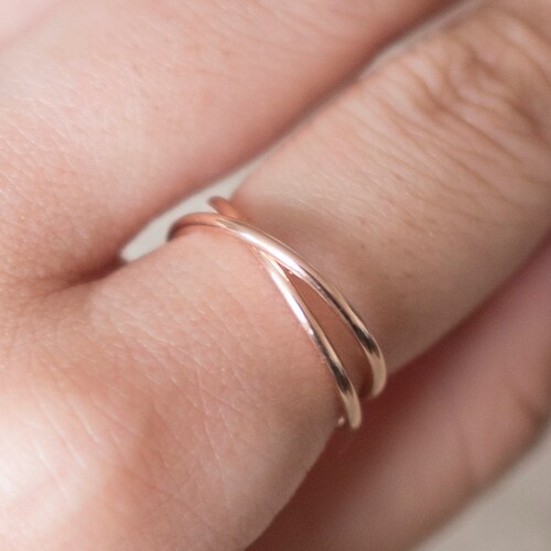 Super Thin Rose Gold X Ring Criss Cross Ring Double Rings Etsy