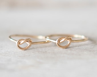 Super Thin Gold Knot Ring Set, Friendship Ring, Bridesmaid Rings, Dainty Gold Ring, Rings for Women