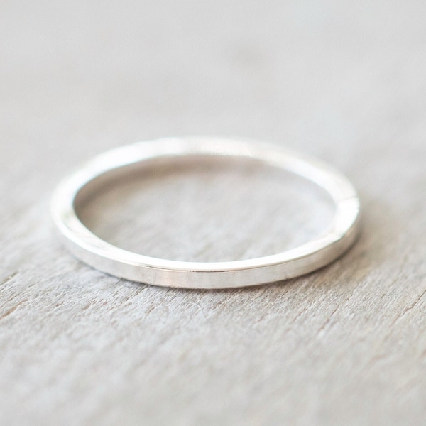 Thin Sterling Silver Square Ring, Dainty Silver Ring, Silver Rings for Women, Delicate Silver Stacking Rings