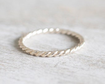 Sterling Silver Twist Ring, Plain Silver Stacking Ring, Minimalist Silver Band, Thumb Ring, Silver Rings for Women, Birthday Gift