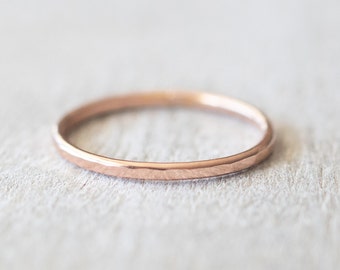 Thin Rose Gold Hammered Ring, Rose Gold Filled Ring, Dainty Ring, Delicate Ring, Midi Ring, 14k Rose Gold Rings for Women