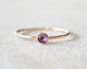 Super Thin Gold 3mm Amethyst Ring, Dainty Gold Filled Ring, 14k Gold Rings for Women, Gold Stacking Rings, February Birthstone Ring