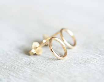 Small Gold Filled Circle Earrings, Open Circle Stud Earrings, Tiny Stud Earrings, Dainty Gold Earrings, Delicate Earrings