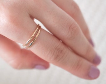 Thin Gold Filled Ring Set, Delicate Gold Rings, Dainty Gold Rings, 14k Gold Rings, Gold Filled Stacking Rings, Gold Rings for Women