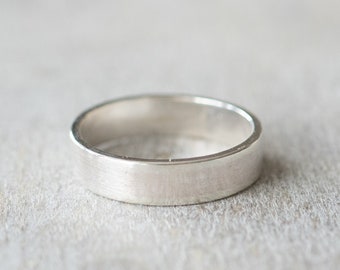 Sterling Silver 5mm Rectangle Ring, Simple Everyday Jewelry, Mens Silver Ring, Unisex Silver Rings