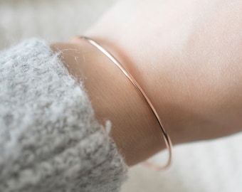Rose Gold Bangle, Thin Rose Gold Filled Bracelet, Bangle Bracelet, Simple Rose Gold Stacking Bracelet, Gift for Sister, Birthday Gift