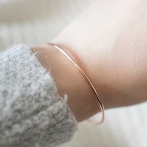 Rose Gold Bangle, Thin Rose Gold Filled Bracelet, Bangle Bracelet, Simple Rose Gold Stacking Bracelet, Gift for Sister, Birthday Gift