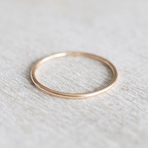 14k Solid Gold Super Thin Ring, Dainty Ring, Gold Hammered Ring, Gold Rings for Women, Wedding Ring, Engagement Ring, Anniversary Ring Smooth