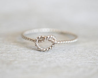 Super Thin Silver Twist Knot Ring, Friendship Ring, Bridesmaid Rings, Best Friend Ring, Rings for Women