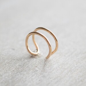 Gold Filled Double Hoop Ear Cuff, No Piercing Cuff Earrings, Fake Conch Earring, Cartilage Cuff, Dainty Jewelry Smooth
