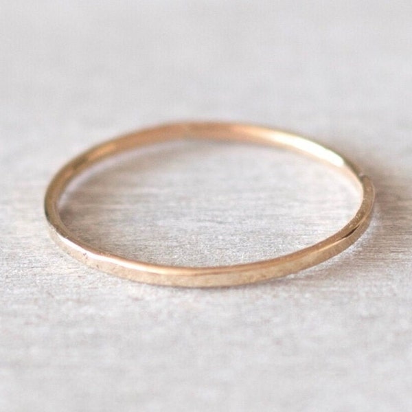 Super Thin Gold Hammered Ring, Gold Filled Ring, Dainty Ring, Delicate Ring, Stackable Ring, 14k Gold Rings for Women