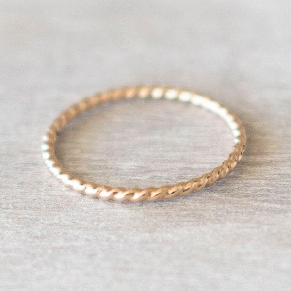 Thin Gold Twist Ring, Dainty Gold Ring, Gold Rings for Women, 14k Gold Ring, Gold Stacking Rings, Gold Rope Ring