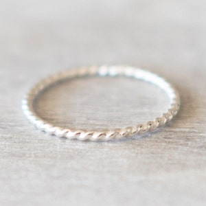 Thin Silver Twist Ring, Dainty Ring, Sterling Silver Rings for Women