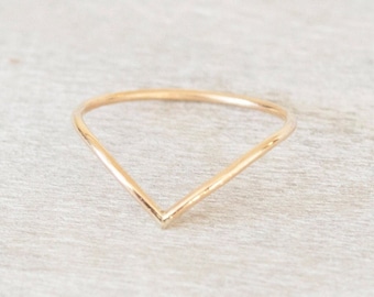 Super Thin Gold Chevron Ring, V Ring, Gold Filled Ring, Dainty Gold Ring, Stackable Ring, Midi Ring, 14k Gold Rings for Women