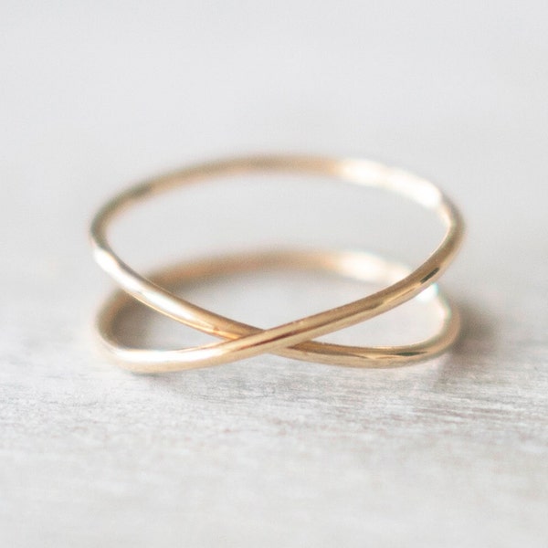 Super Thin Gold X Ring, Gold Rings for Women, Criss Cross Ring, Gold Filled Ring, Dainty Ring, 14k Gold Ring, Delicate Ring