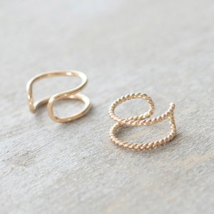 Gold Filled Double Hoop Ear Cuff, No Piercing Cuff Earrings, Fake Conch Earring, Cartilage Cuff, Dainty Jewelry image 2