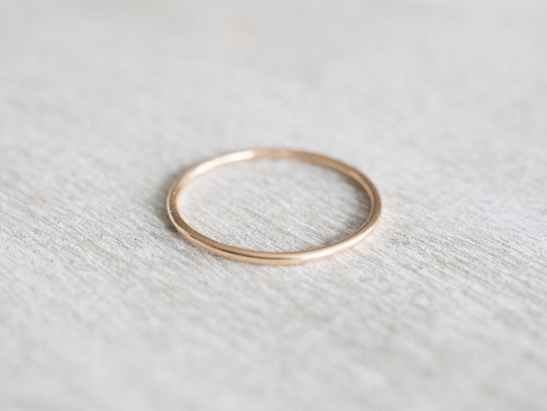 14k Solid Gold Super Thin Ring, Dainty Ring, Gold Hammered Ring, Gold Rings for Women, Wedding Ring, Engagement Ring, Anniversary Ring Smooth