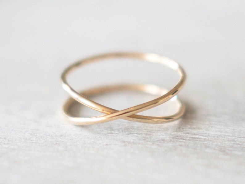 Super Thin Gold X Ring, Gold Rings for Women, Criss Cross Ring, Gold Filled Ring, Dainty Ring, 14k Gold Ring, Delicate Ring image 1