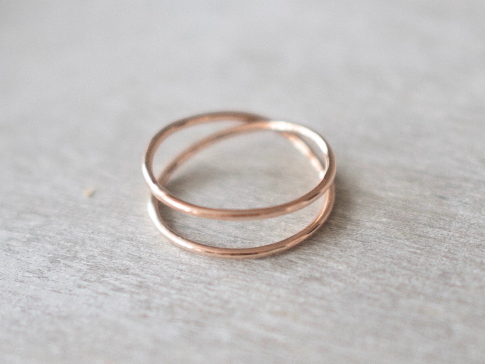 Super Thin Rose Gold X Ring, Rose Gold Filled Ring, Criss