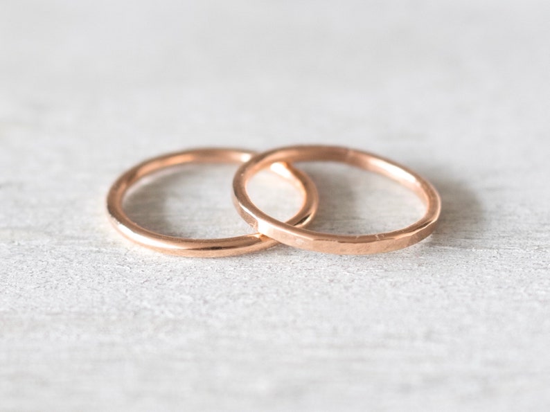 Rose Gold Filled Ring Set, Simple Rose Gold Minimal Rings, Stacking Ring Set, Rose Gold Rings for Women image 1